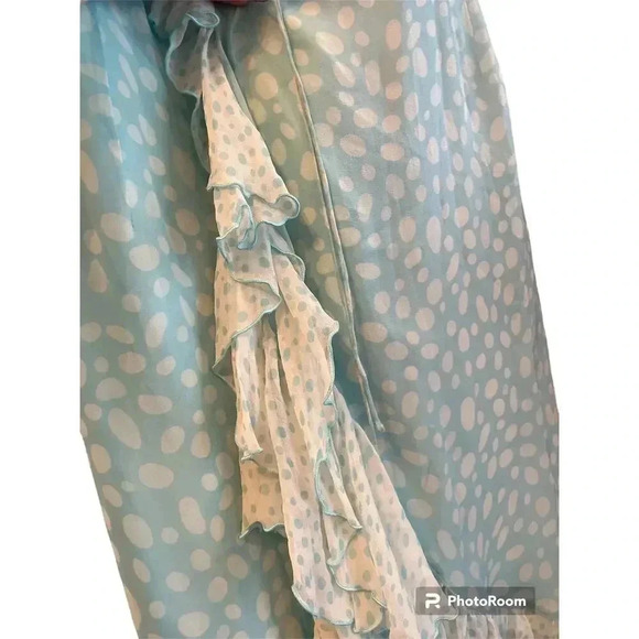 Maternity A Pea In The Pod Blue Sleeveless, Long Nursing Wrap/Robe Size Small - Picture 5 of 14